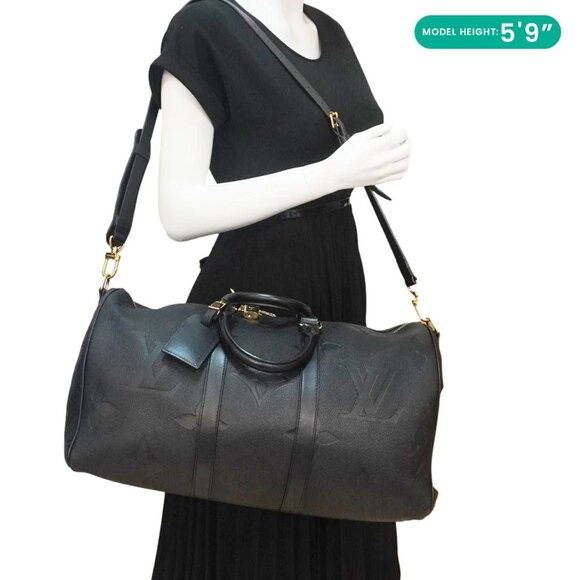 Louis Vuitton  Keepall Bandouliere 45 Monogram Empreinte Giant Travel Bag Black - Picture 3 of 11